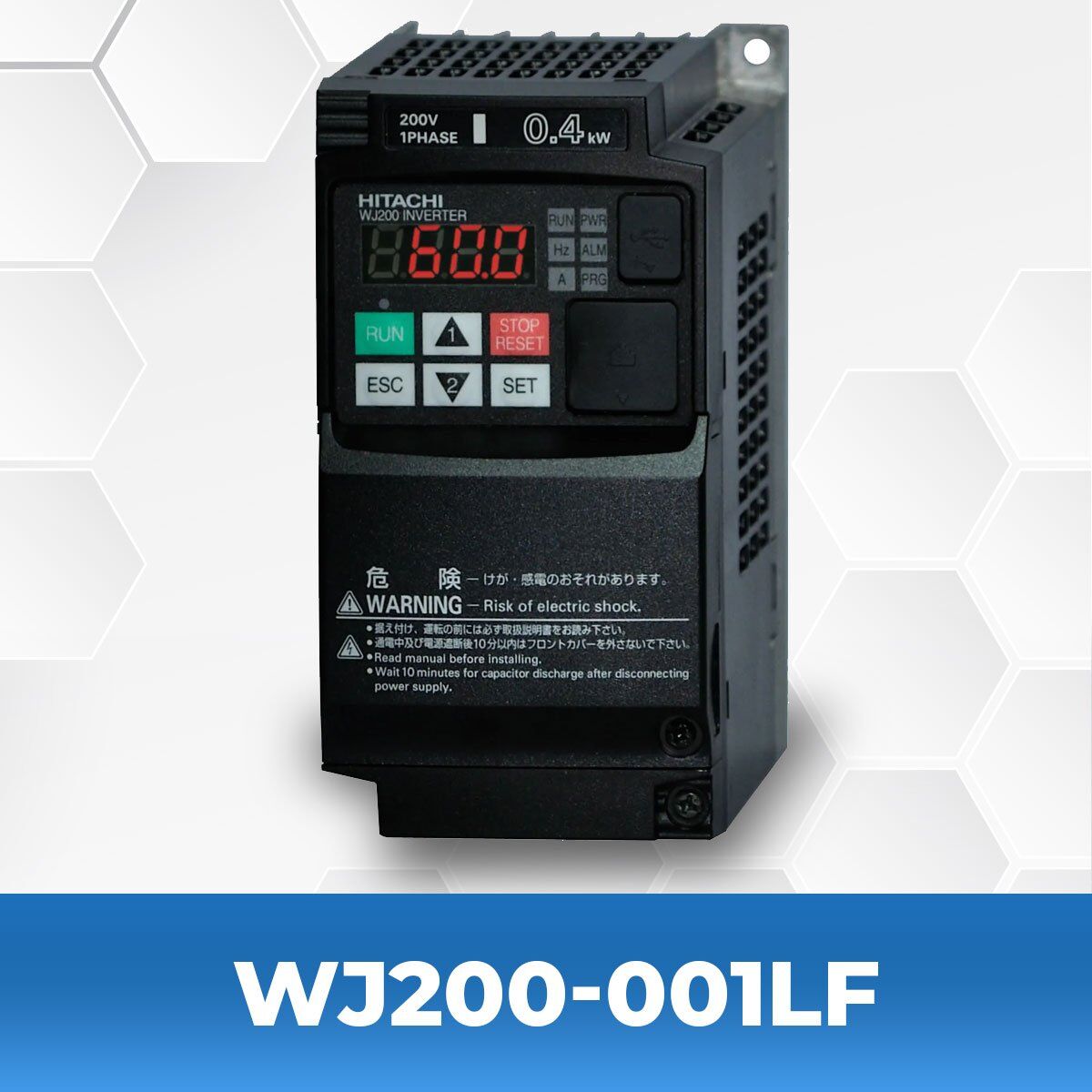 WJ200-004SF .5HP .4kW 230V Single Phase Input VFD - Hitachi