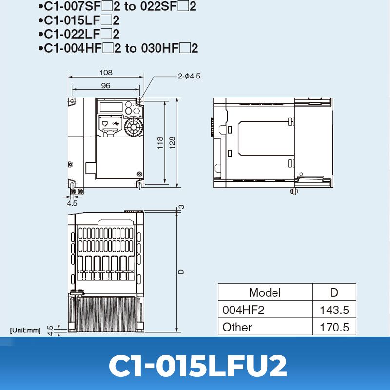 Hitachi C1-015LFU2 Inverter - Hitachi AC Drives / VFD Drives