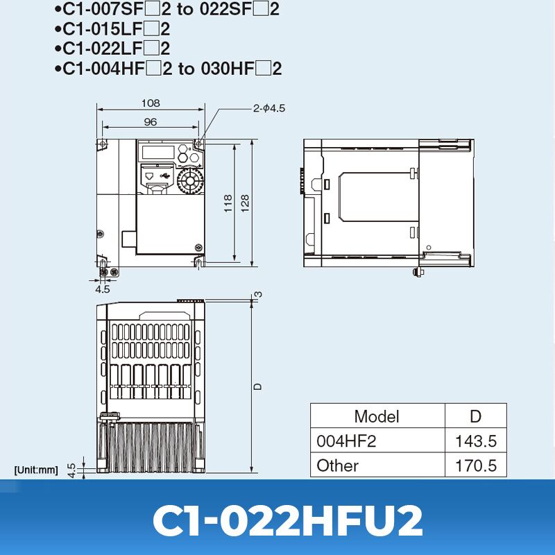 Hitachi C1-022HFU2 Inverter - Hitachi AC Drives / VFD Drives