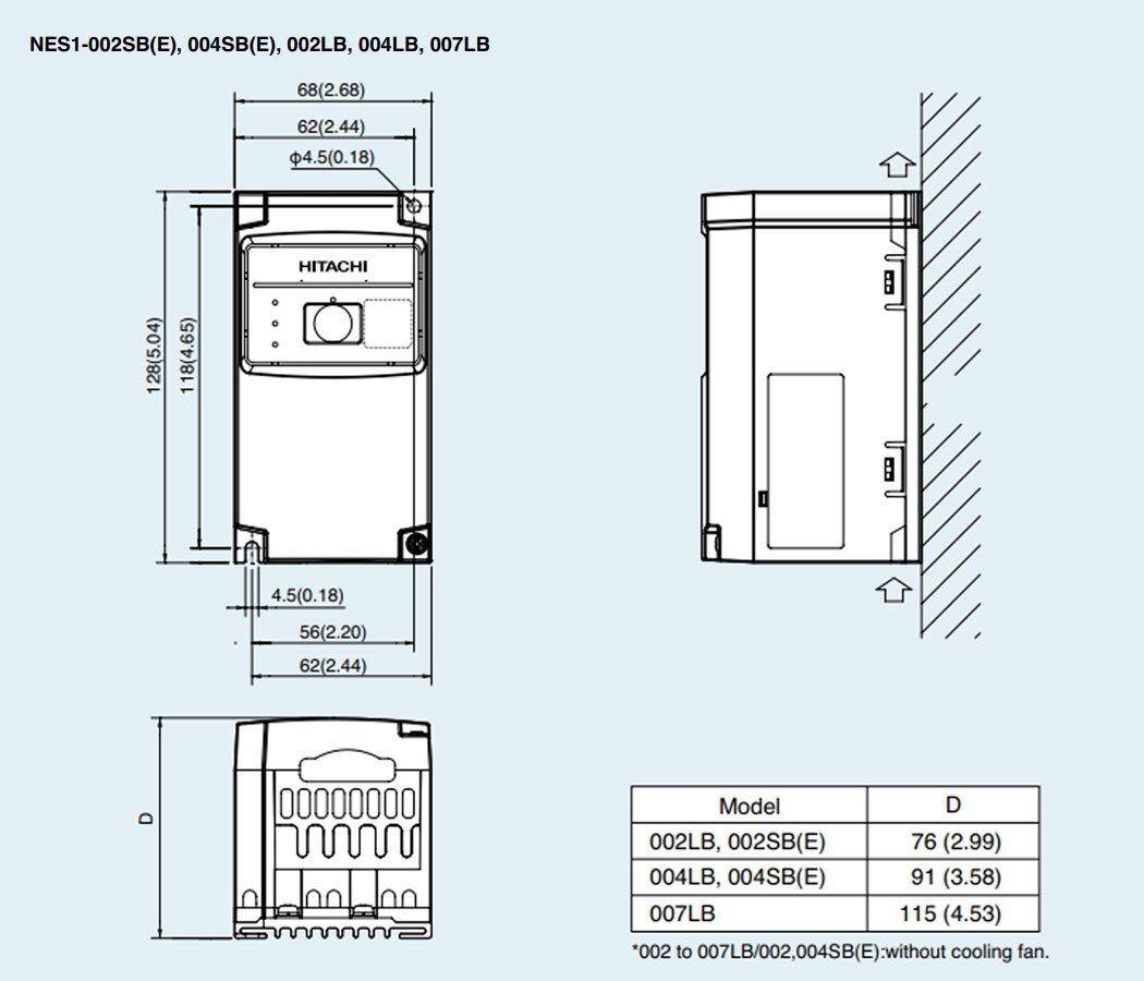 Hitachi NES1-004LB Inverter - Image 2