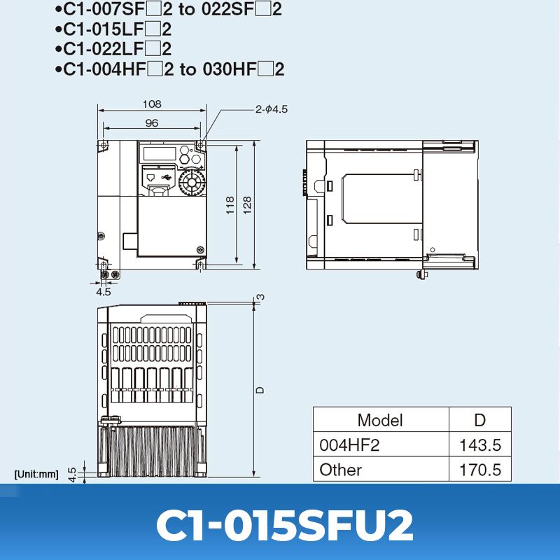 Hitachi C1-015SFU2 Inverter - Image 3