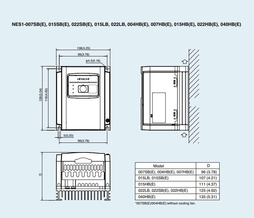 Hitachi NES1-015SB Inverter - Image 2